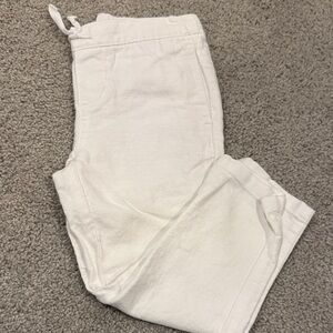 Janie and Jack White Drawstring Linen-Blend Kids Pants